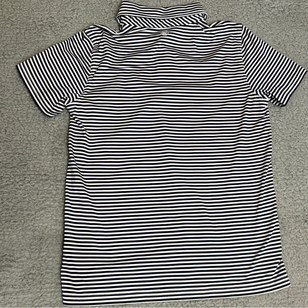 Vineyard Vines Black and White Striped Kids Sankaty Performance Polo